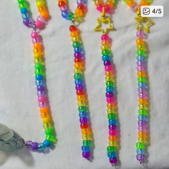 Glitter Bratz Kandi Kids Drop Star Necklace, Binky, Earrings Rave Party Set - Picture 9 of 10